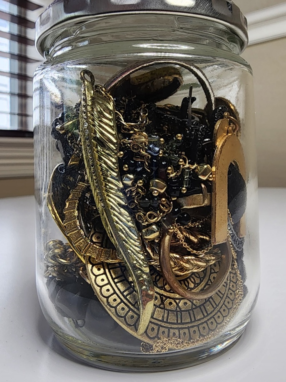 Small Black and Gold Jewelry Jar